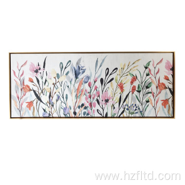 Colorful wildflowers floating canvas painting wall art